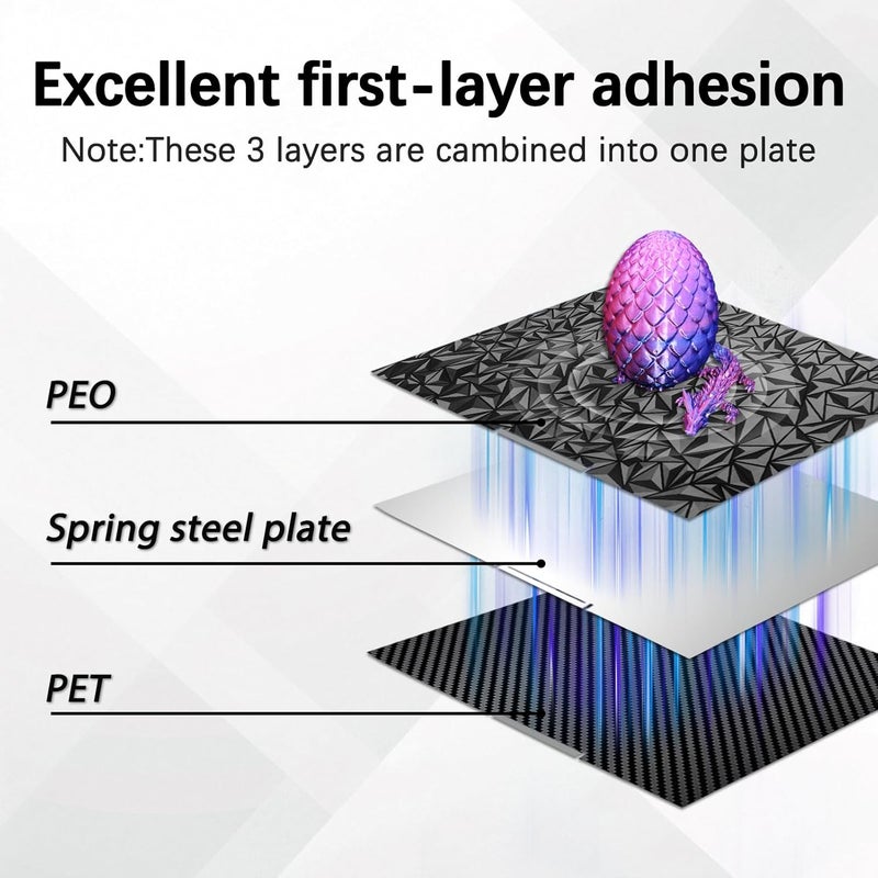 Wefuit for Creatily K2 Plus Build Plate 370x370mm Double Sided Textured PEO PEY Sheet HeatingBed Spring Steel Flexible 3D Printer Platform for Creatily K2 Plus 3D Printer (Large Diamond PEO + PET) - Image 2